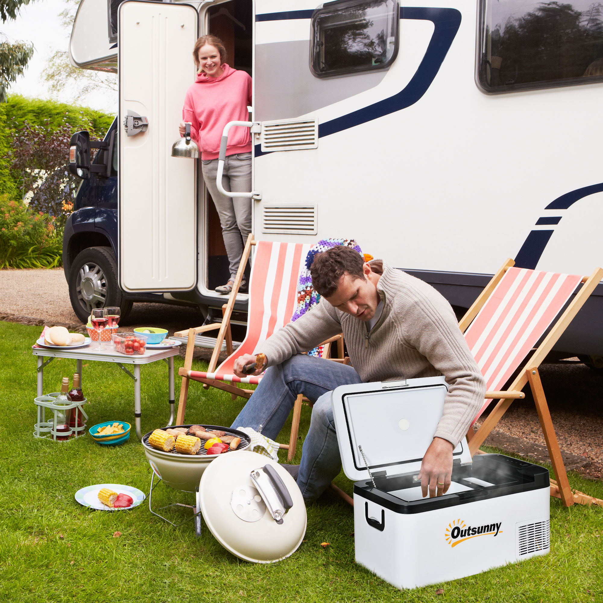 Outsunny Elektrische Tragbare Kühlbox 18L 12/24V bis -20℃ Kühlschrank und G günstig online kaufen