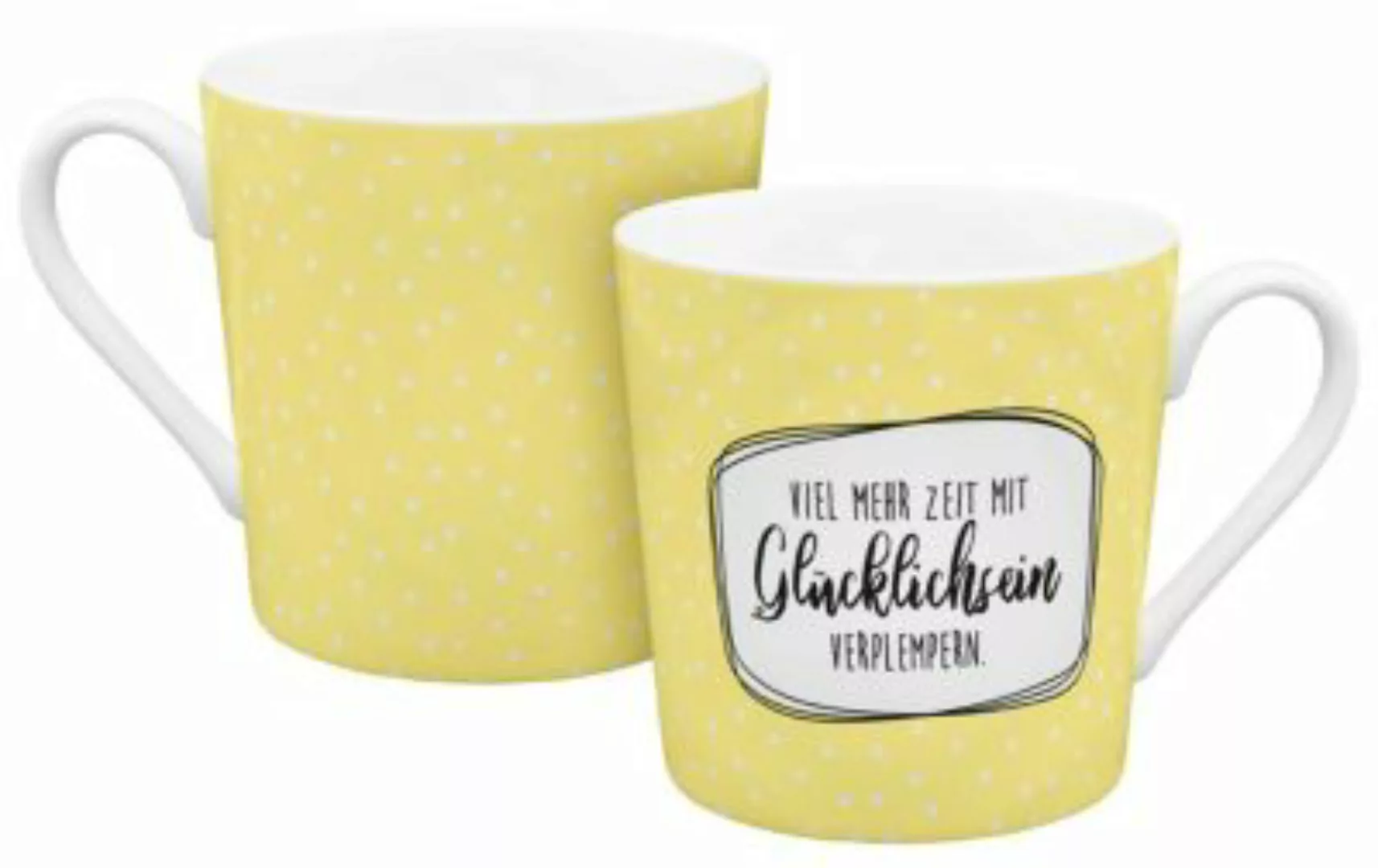Geda Labels Tasse Glücklichsein gelb 350ml Tassen bunt günstig online kaufen