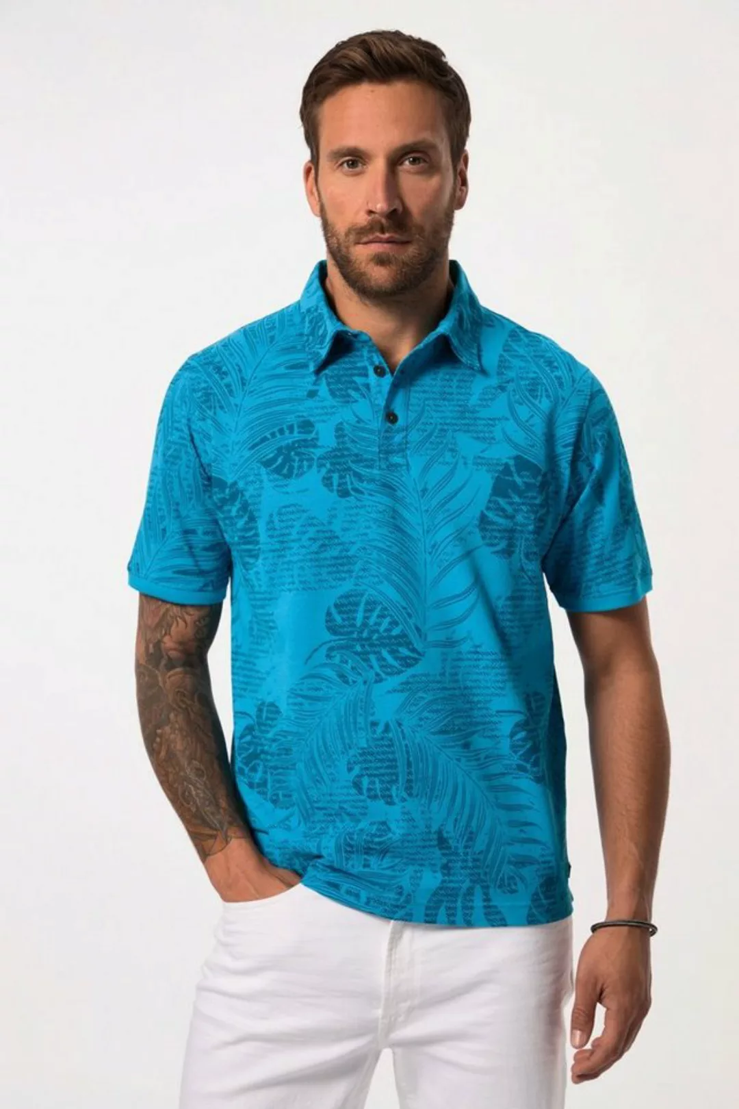 JP1880 Poloshirt Poloshirt Halbarm Piqué floraler Print bis 8 XL günstig online kaufen