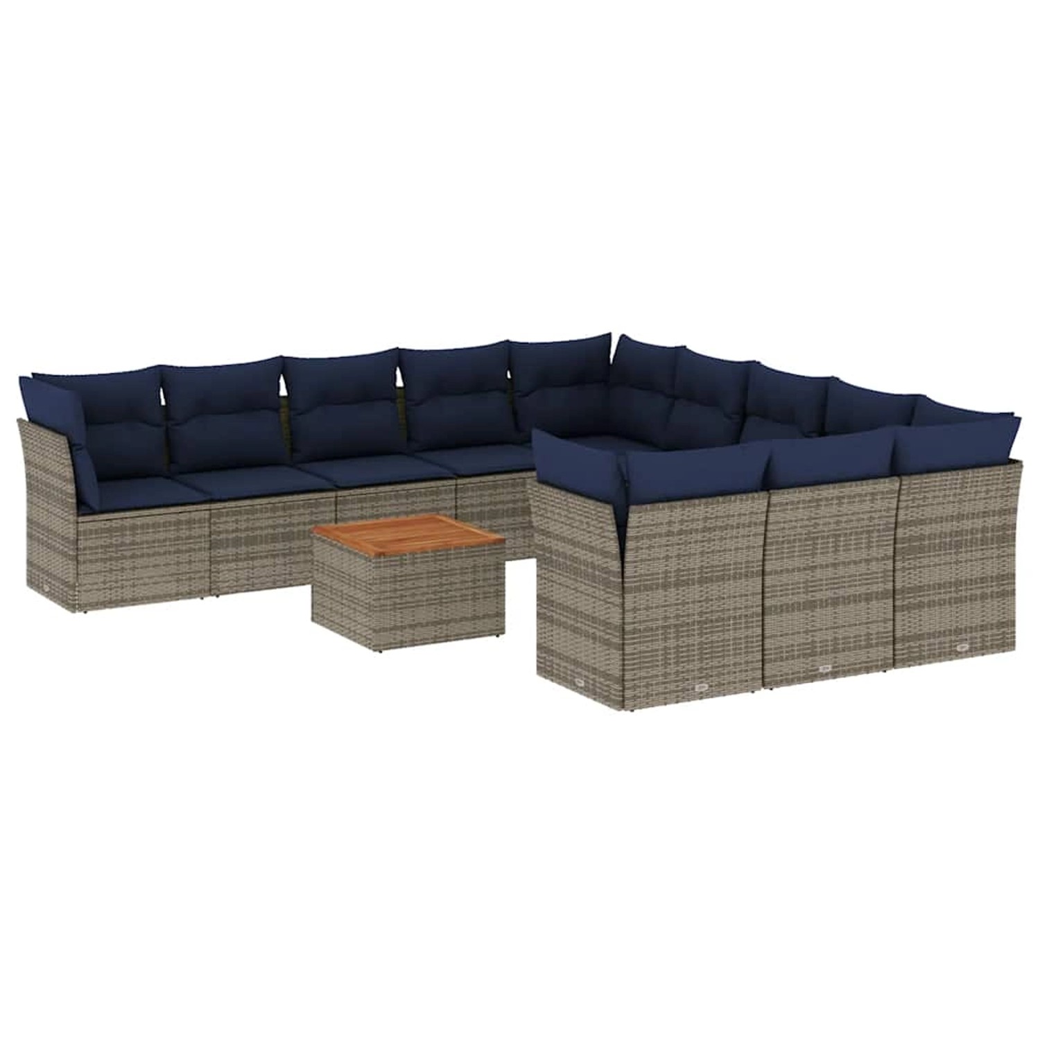 vidaXL 12-Tlg Garten-Sofagarnitur mit Kissen Grau Poly Rattan 3256243 günstig online kaufen