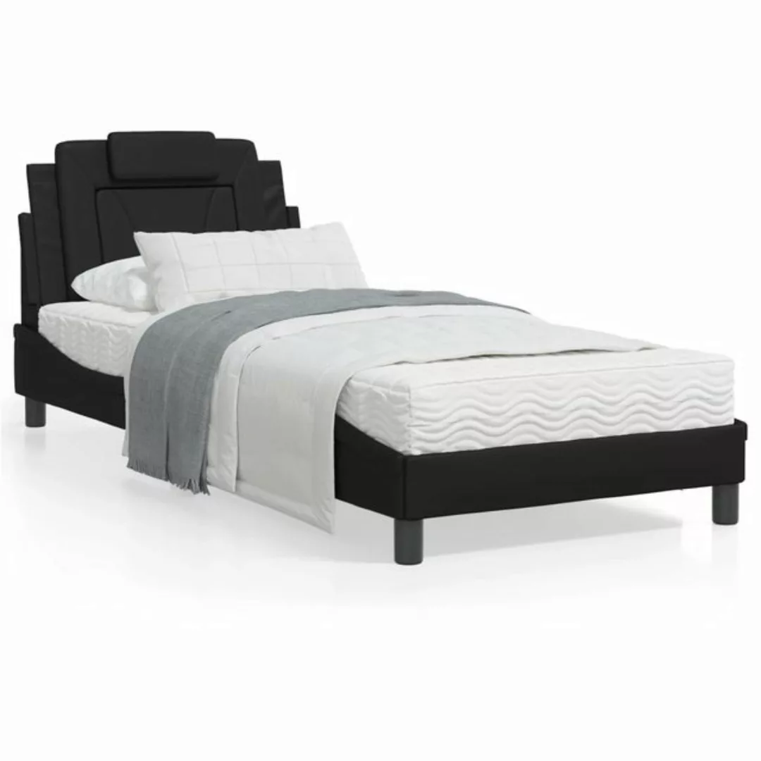 vidaXL Bett Bettgestell mit Kopfteil Schwarz 80x200 cm Kunstleder günstig online kaufen