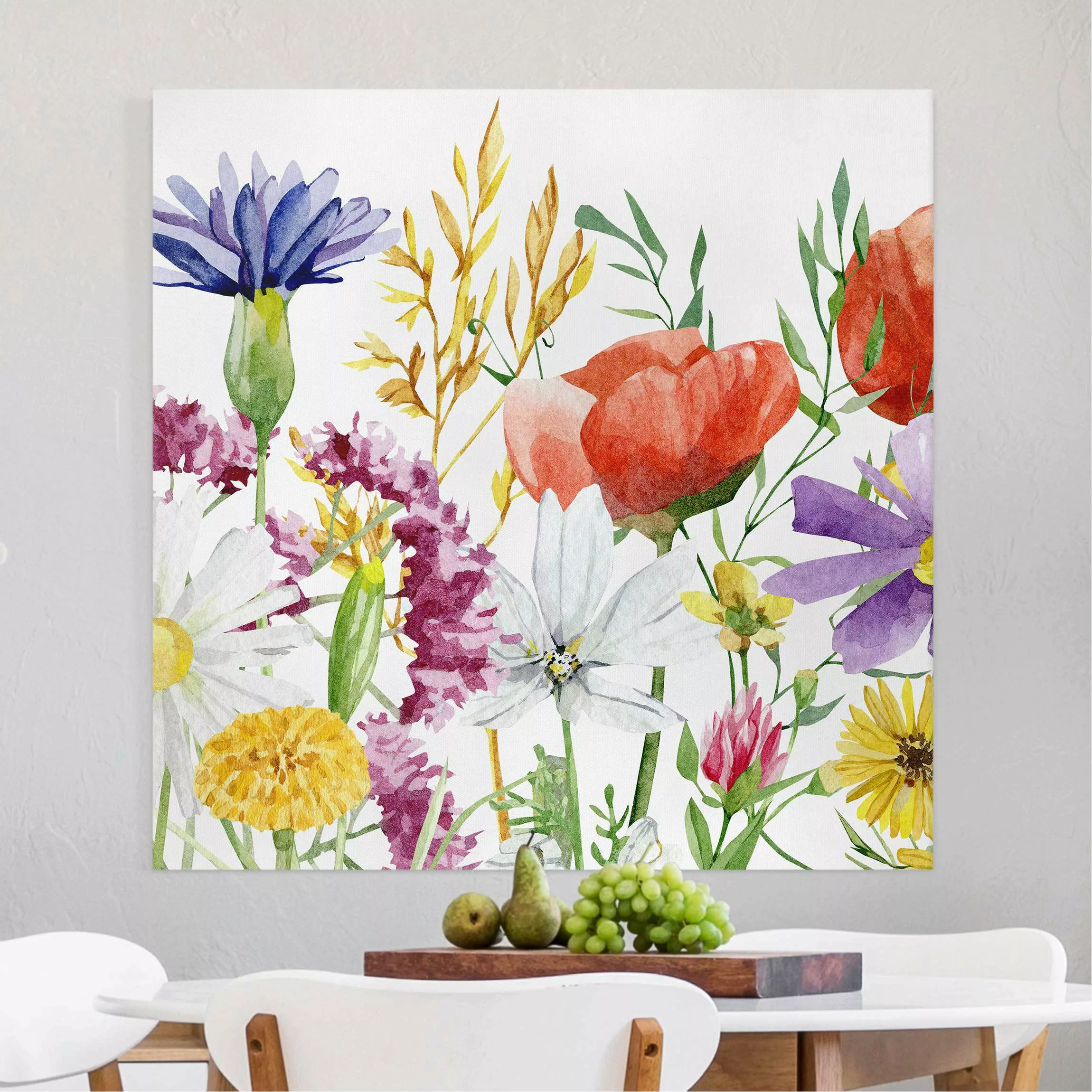 Leinwandbild Aquarellierte Blumen günstig online kaufen