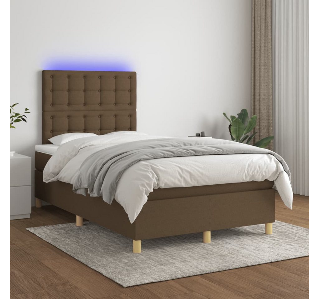 vidaXL Boxspringbett Boxspringbett mit Matratze LED Dunkelbraun 120x200 cm günstig online kaufen