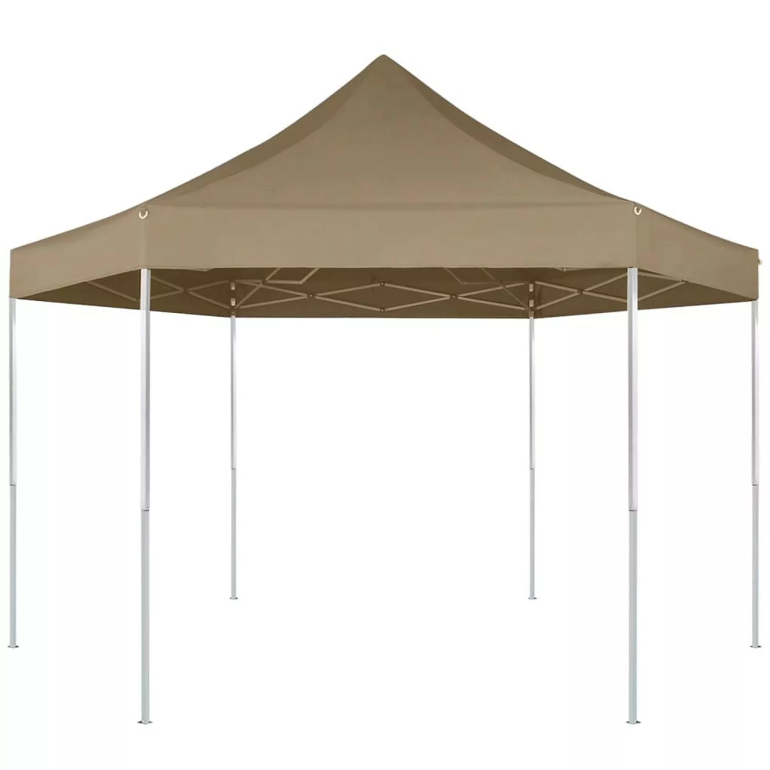 Vidaxl Faltpavillon Sechseckig 3,6x3,1 M Taupe 220 G/m² günstig online kaufen