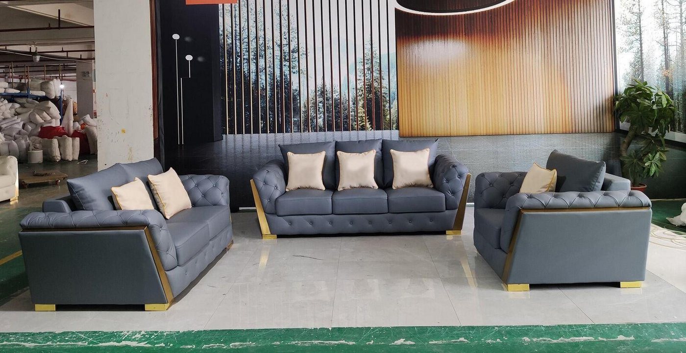 Xlmoebel Sofa Chesterfield Sofa-Garnitur 3+2+1 mit Stoffbezug - 3-teiliges, günstig online kaufen