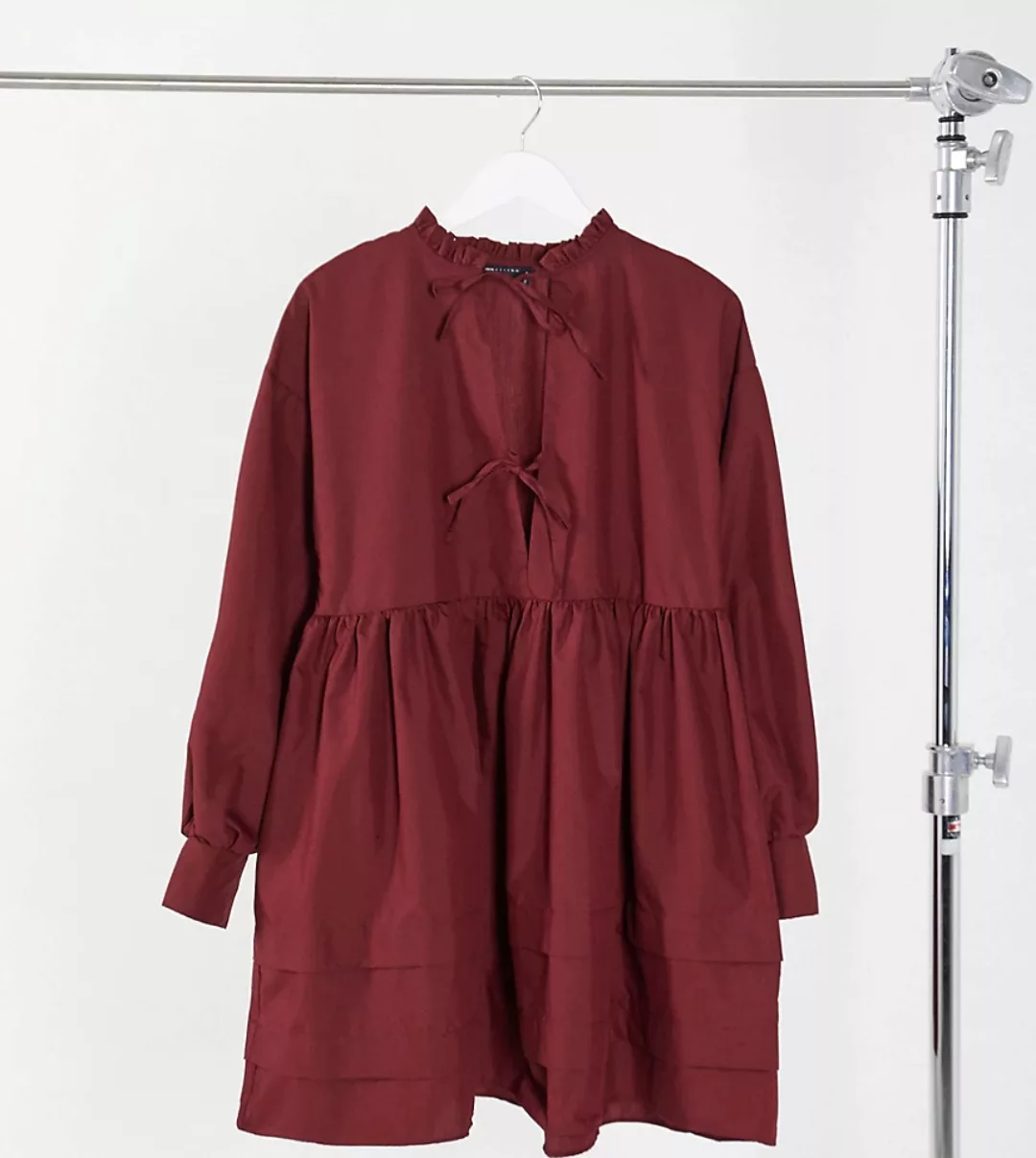 ASOS DESIGN Tall – Mini-Hängerkleid aus Baumwoll-Popeline mit Biesendetails günstig online kaufen