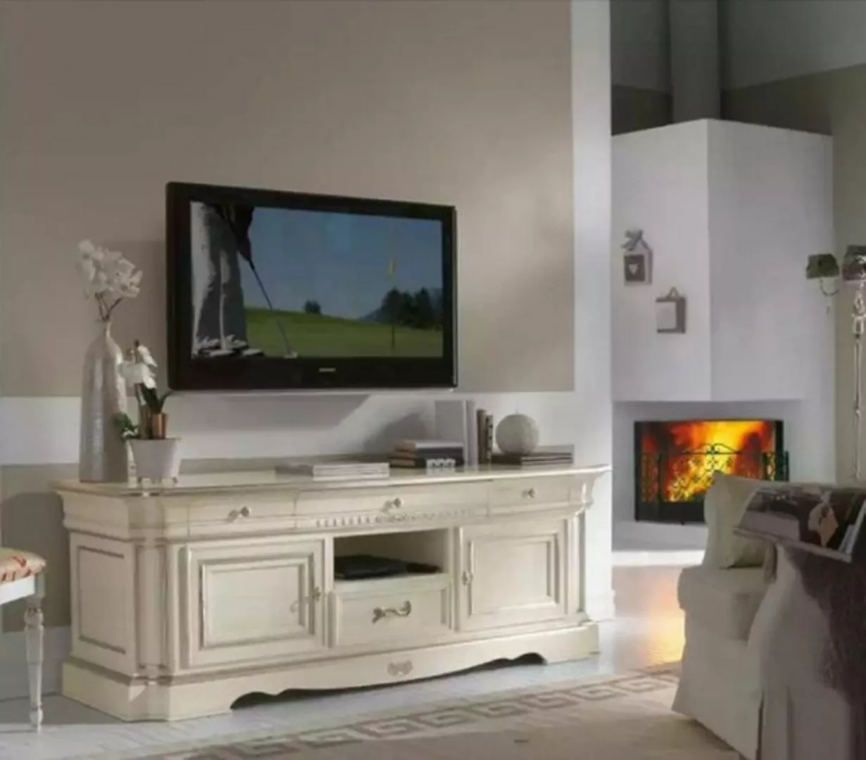 JVmoebel TV-Schrank Kommode Weiß tv Ständer Holz Klassischer Möbel Wohnzimm günstig online kaufen