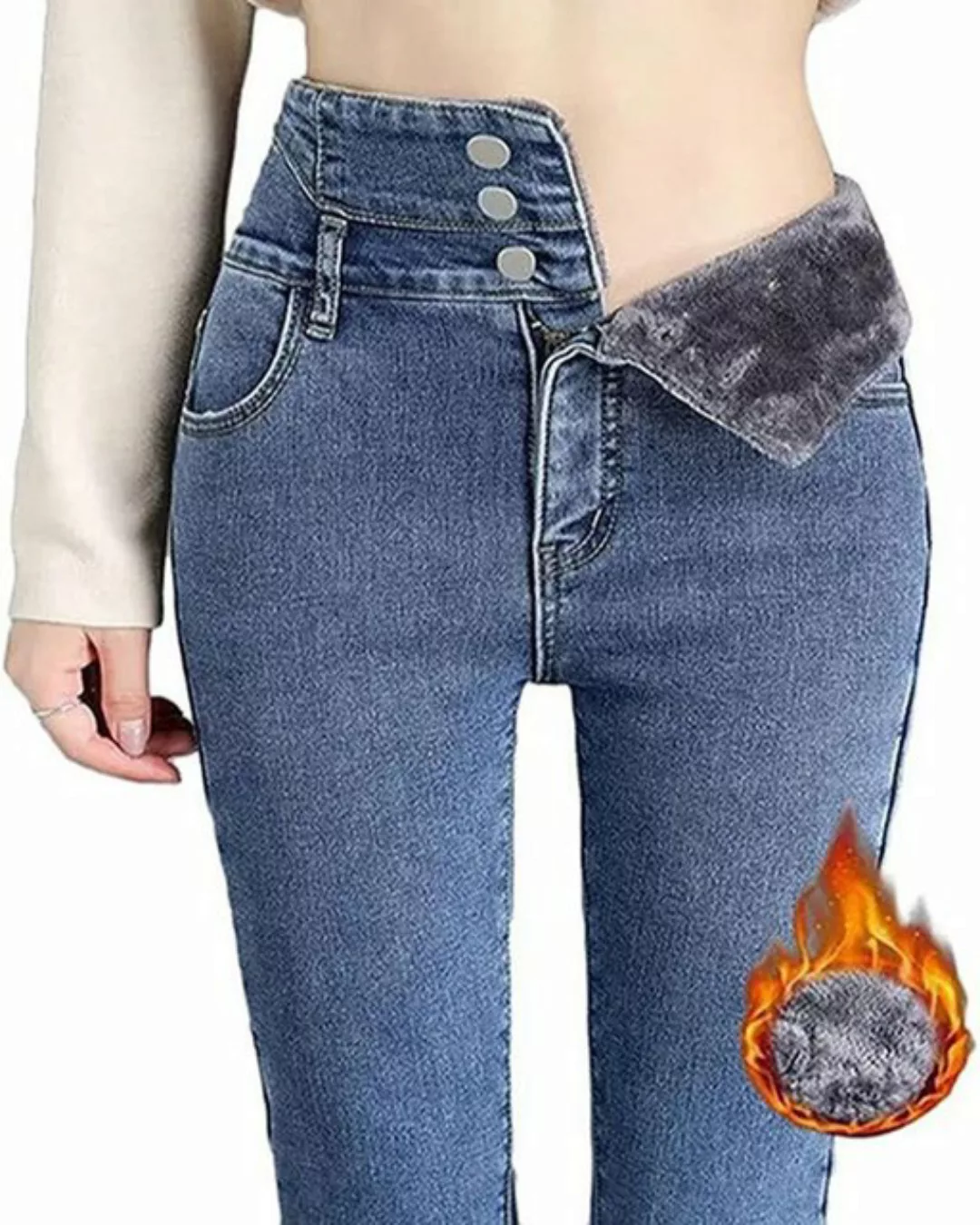 ZWY Regular-fit-Jeans Jeans Damen Gefütterte Thermojeans Skinny Jeans High günstig online kaufen