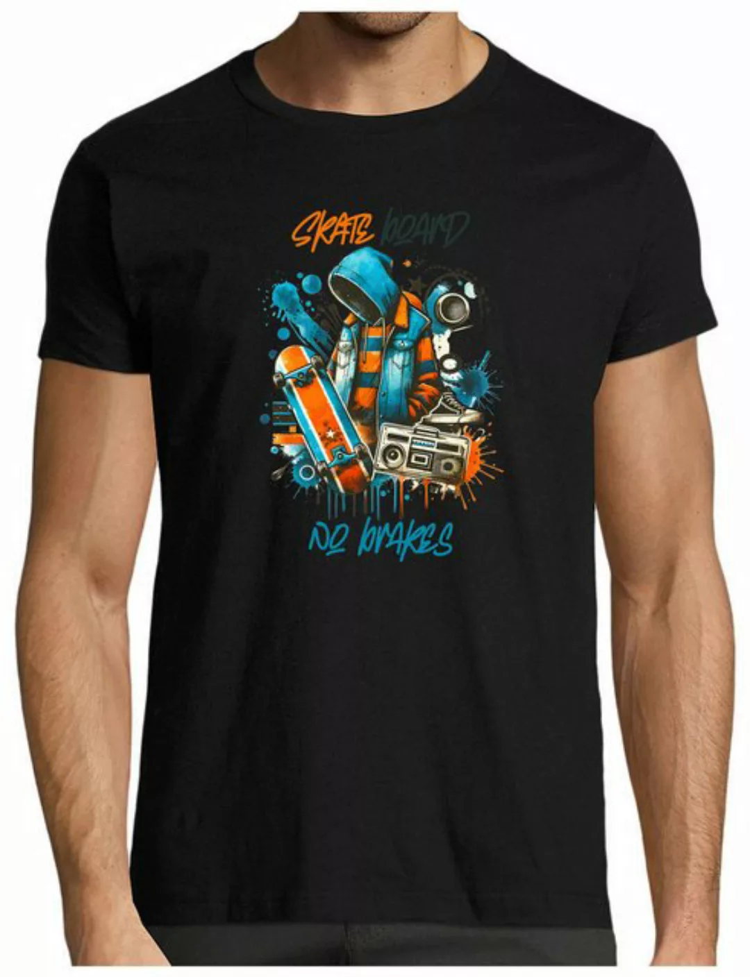 MyDesign24 T-Shirt Herren Skater Shirt "Skateboard No Brakes" Modernes Skat günstig online kaufen