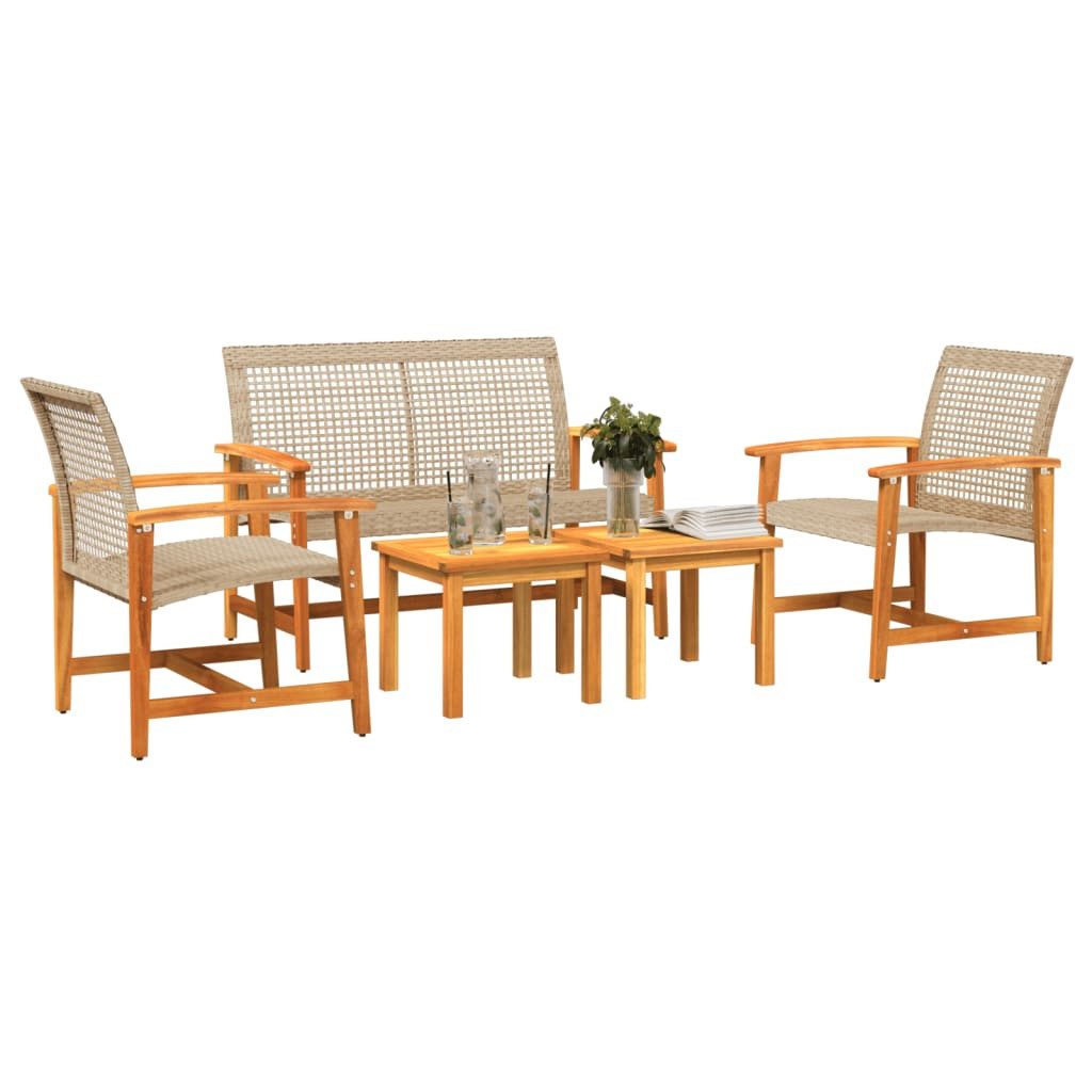 vidaXL Sofaelement 5-tlg. Garten-Lounge-Set Beige Poly günstig online kaufen