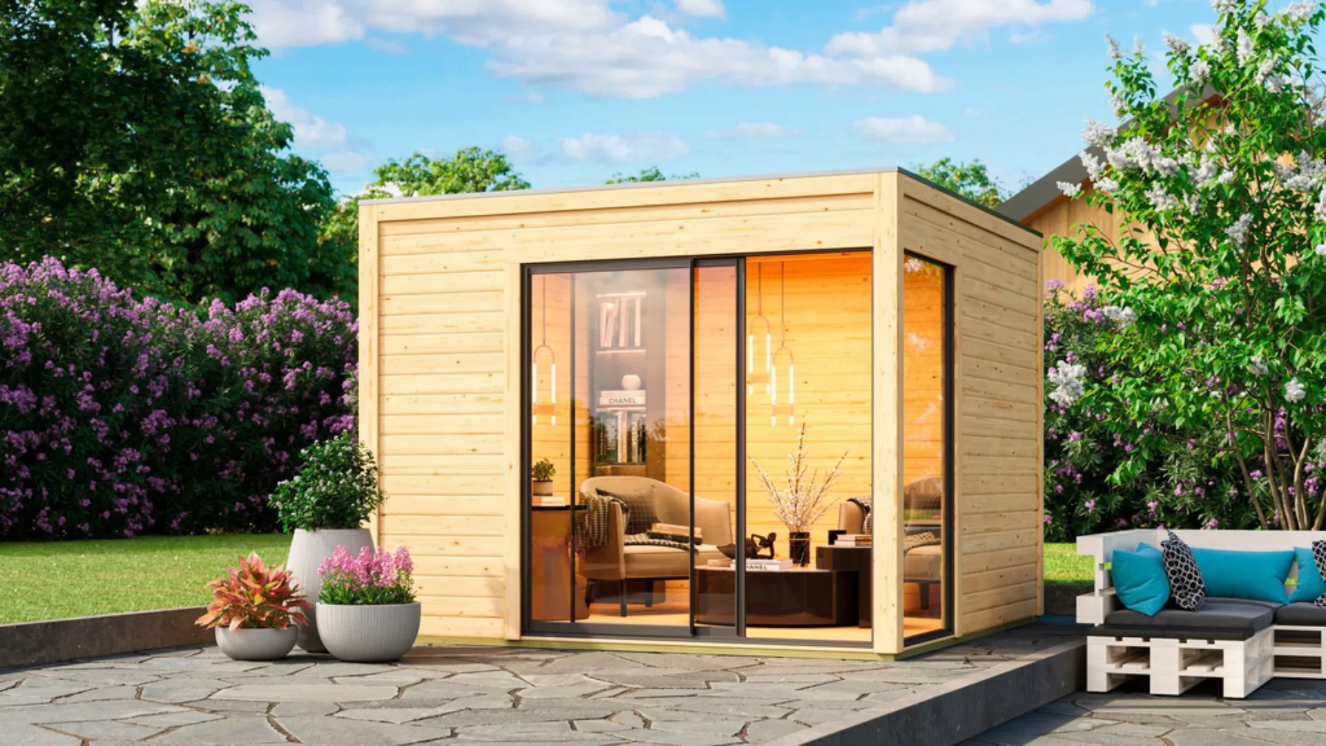 Karibu Gartenhaus ""Ditsche 1", mit Boden und Dachfolie im Paket", naturbel günstig online kaufen