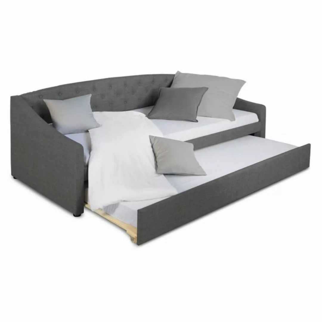 Homestyle4u Polsterbett 90x200 Schlaffunktion Einzelbett Tagesbett Grau Sch günstig online kaufen