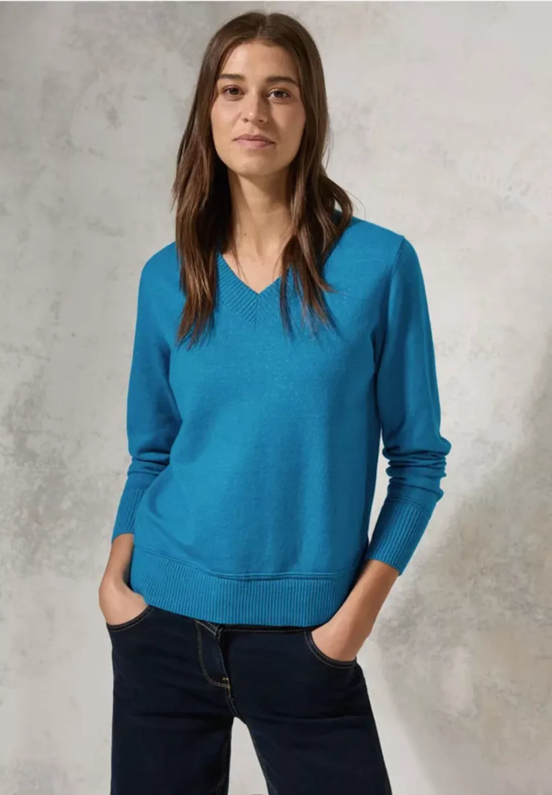 Cecil V-Ausschnitt-Pullover, im Melange Look günstig online kaufen