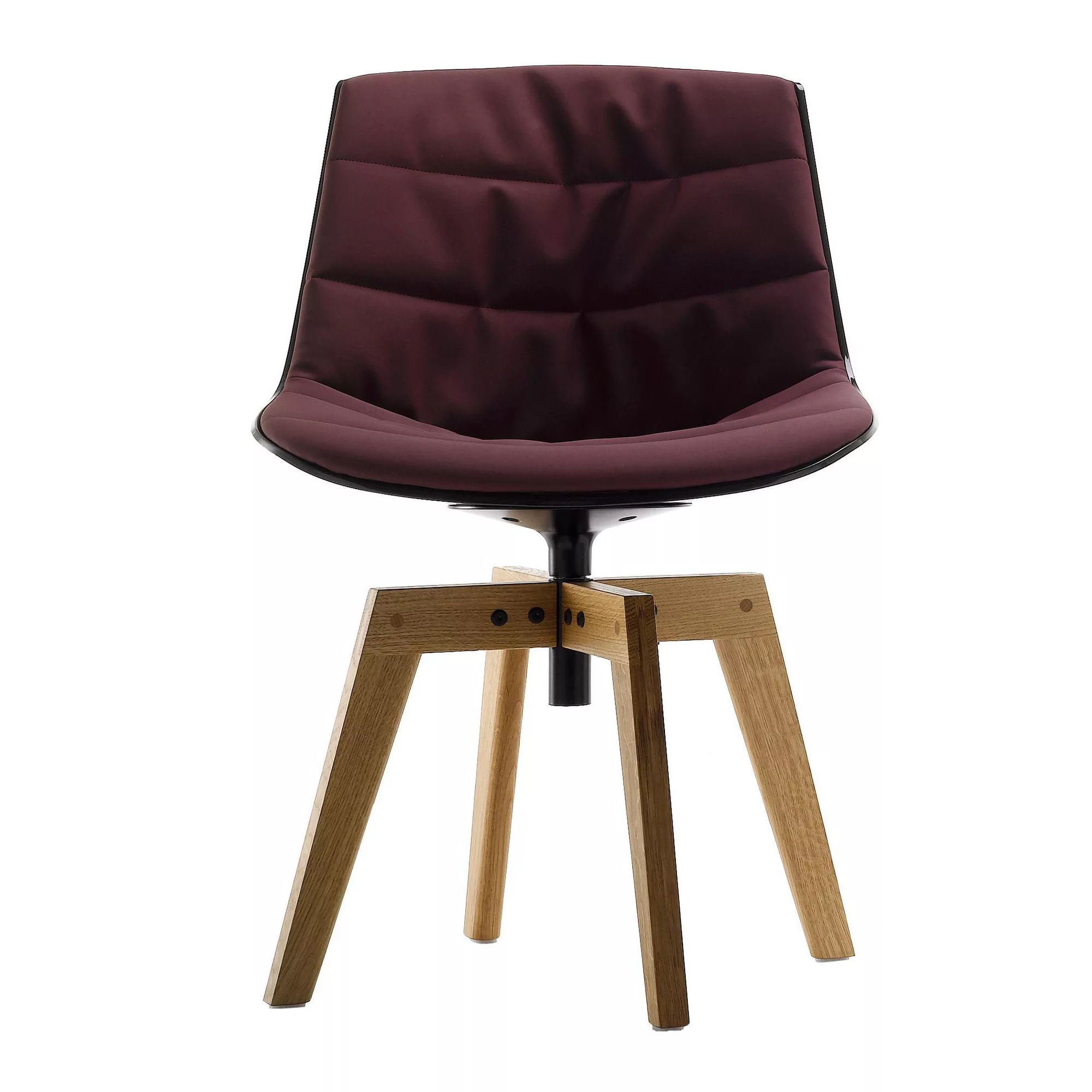 MDF Italia - Flow Stuhl gepolstert Gestell Eiche - bordeaux/Stoff Londra R3 günstig online kaufen