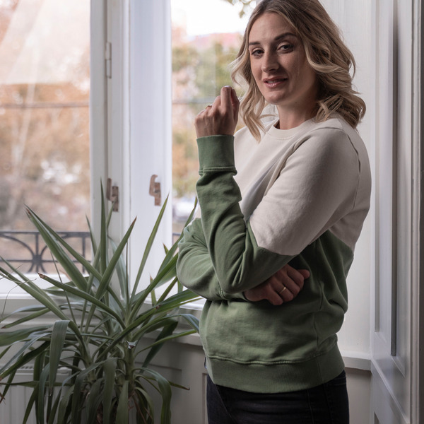 Elvie - Sweater Aus Biobaumwolle, Berry-beige/mint-beige günstig online kaufen