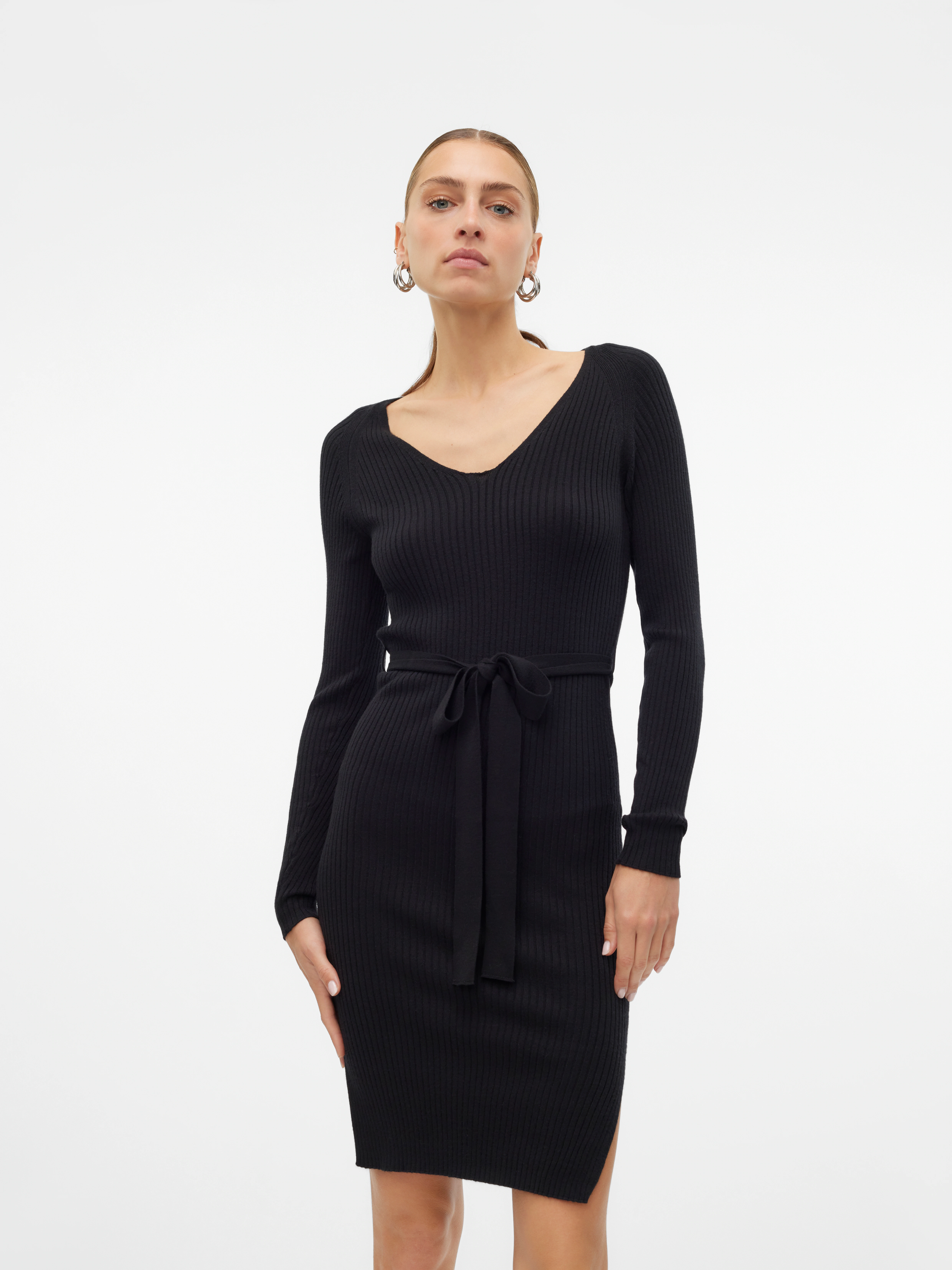 Vero Moda Strickkleid "VMSABA RIB LS V-NECK BELT DRESS GA NOOS" günstig online kaufen