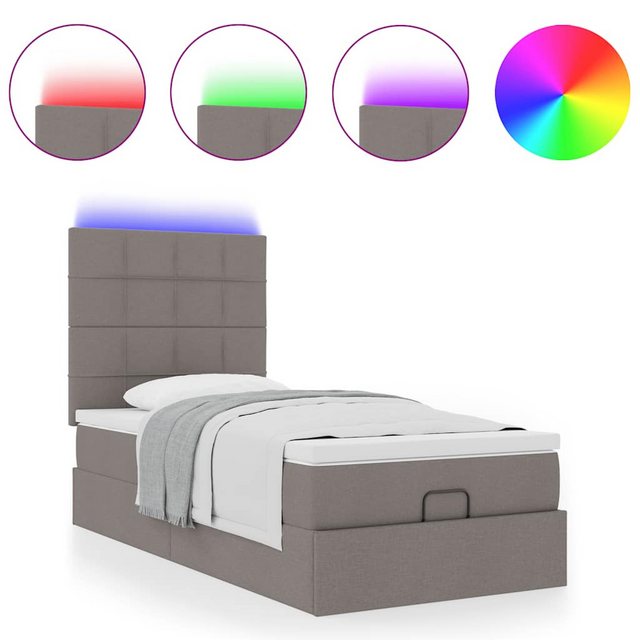 vidaXL Bett Ottoman-Bett mit Matratze & LEDs Taupe 90x200 cm Stoff günstig online kaufen