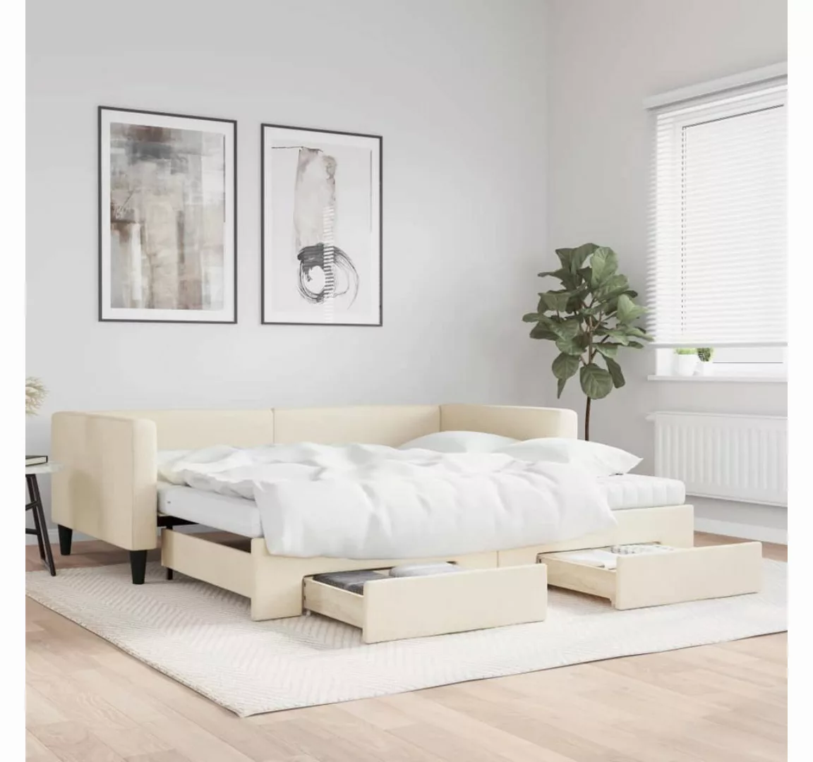 vidaXL Gästebett Gästebett Tagesbett Ausziehbar mit Schubladen Creme 100x20 günstig online kaufen