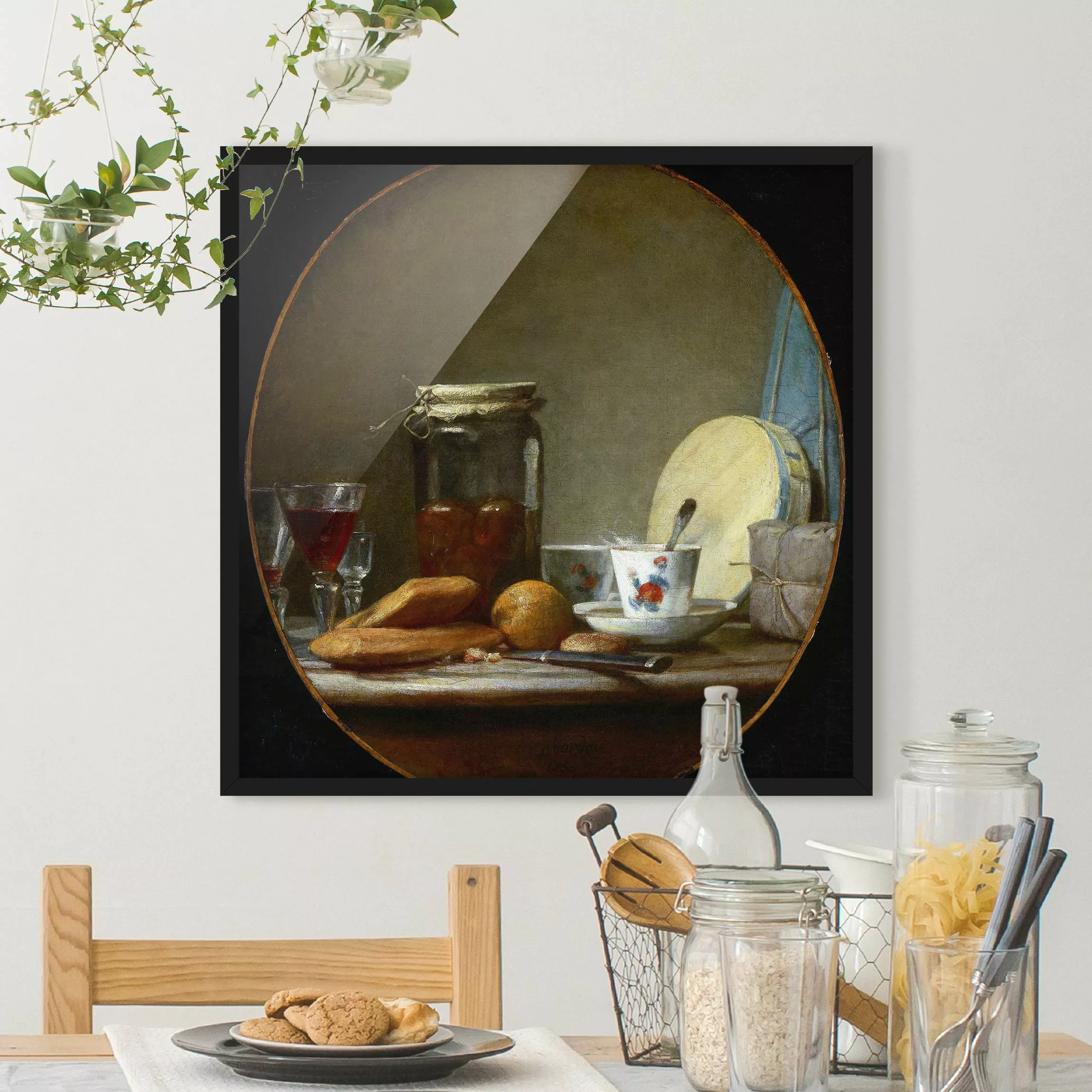 Bild mit Rahmen Kunstdruck - Quadrat Jean-Baptiste Siméon Chardin - Glas mi günstig online kaufen
