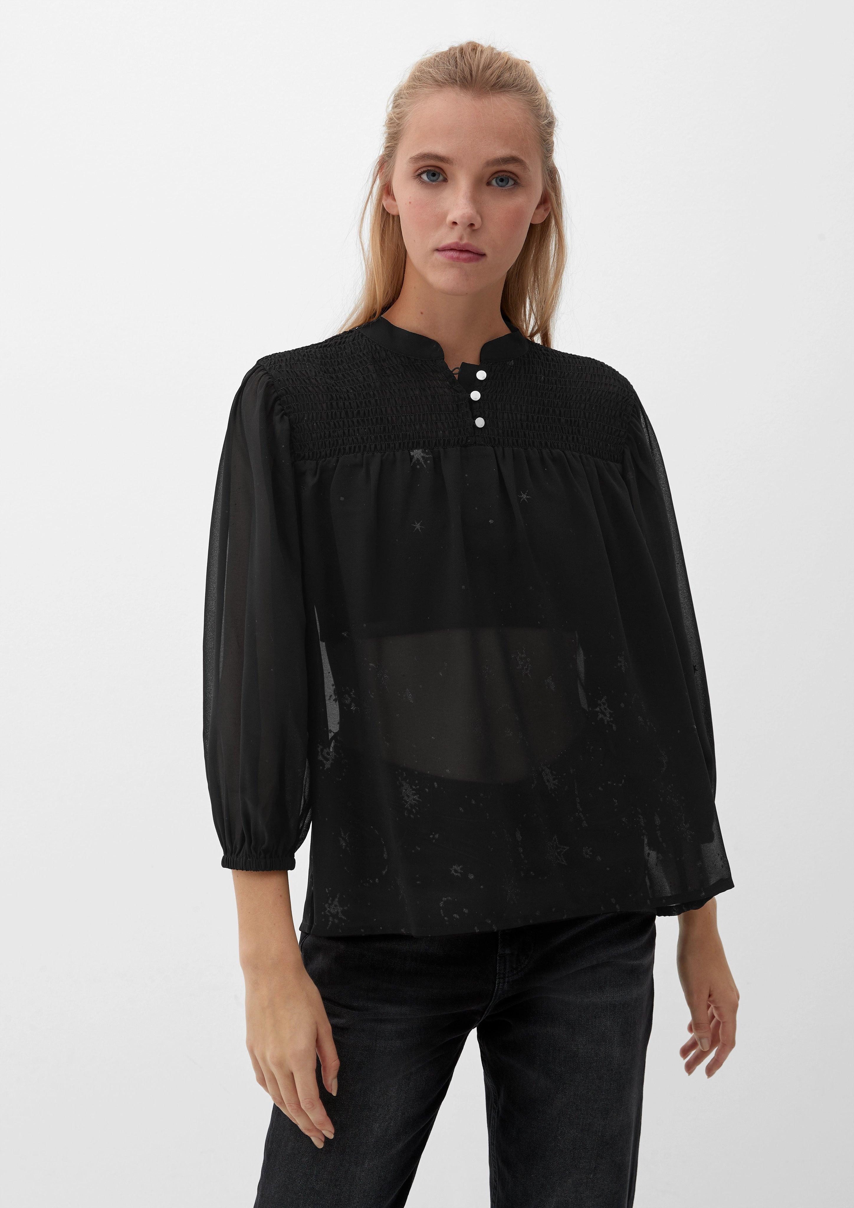 QS Langarmbluse Blusenshirt mit abstraktem Muster günstig online kaufen