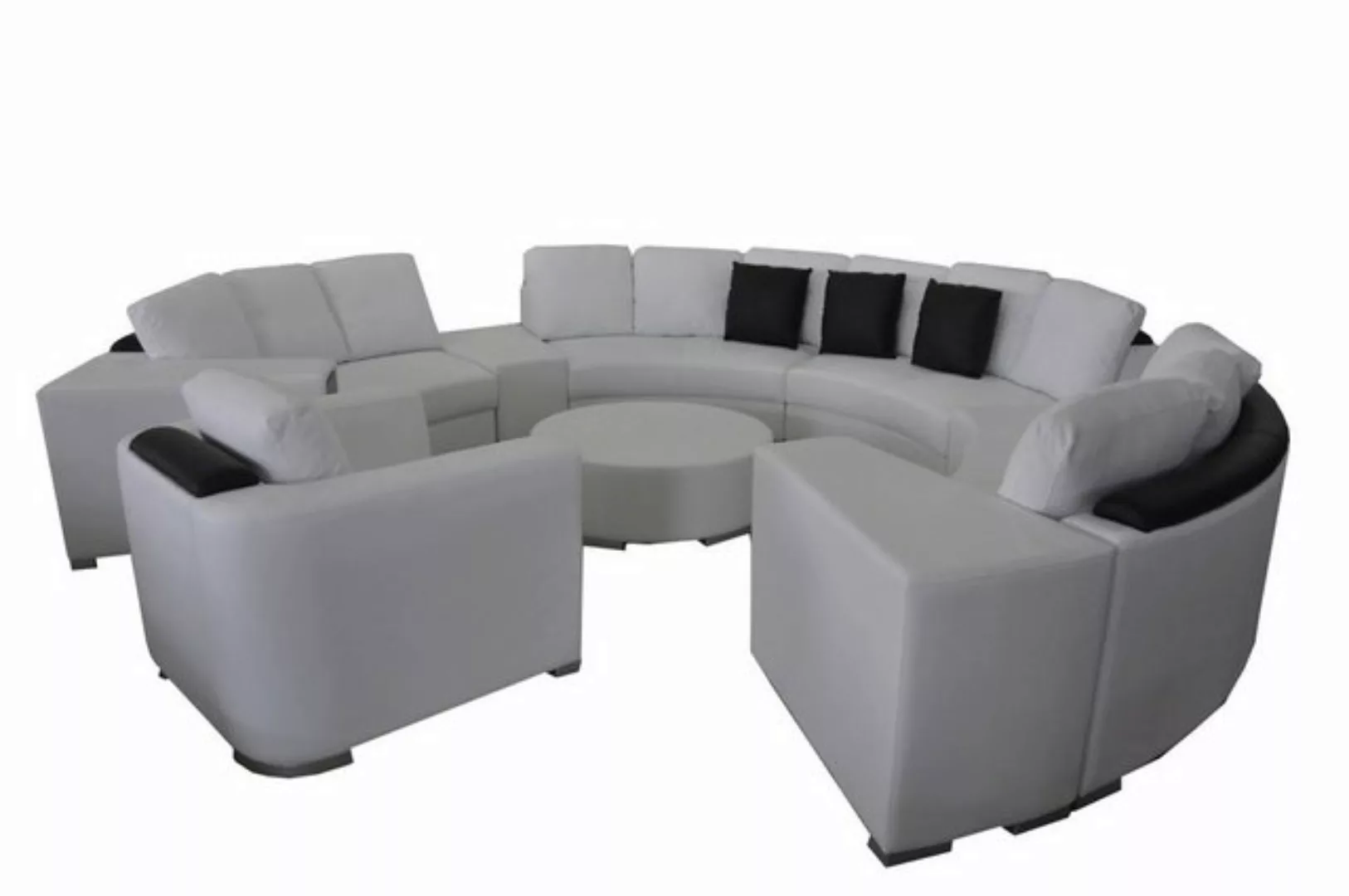 JVmoebel Sofa Weißes Rundes Ecksofa luxus U-Form Wohnlandschaft Polstermöbe günstig online kaufen