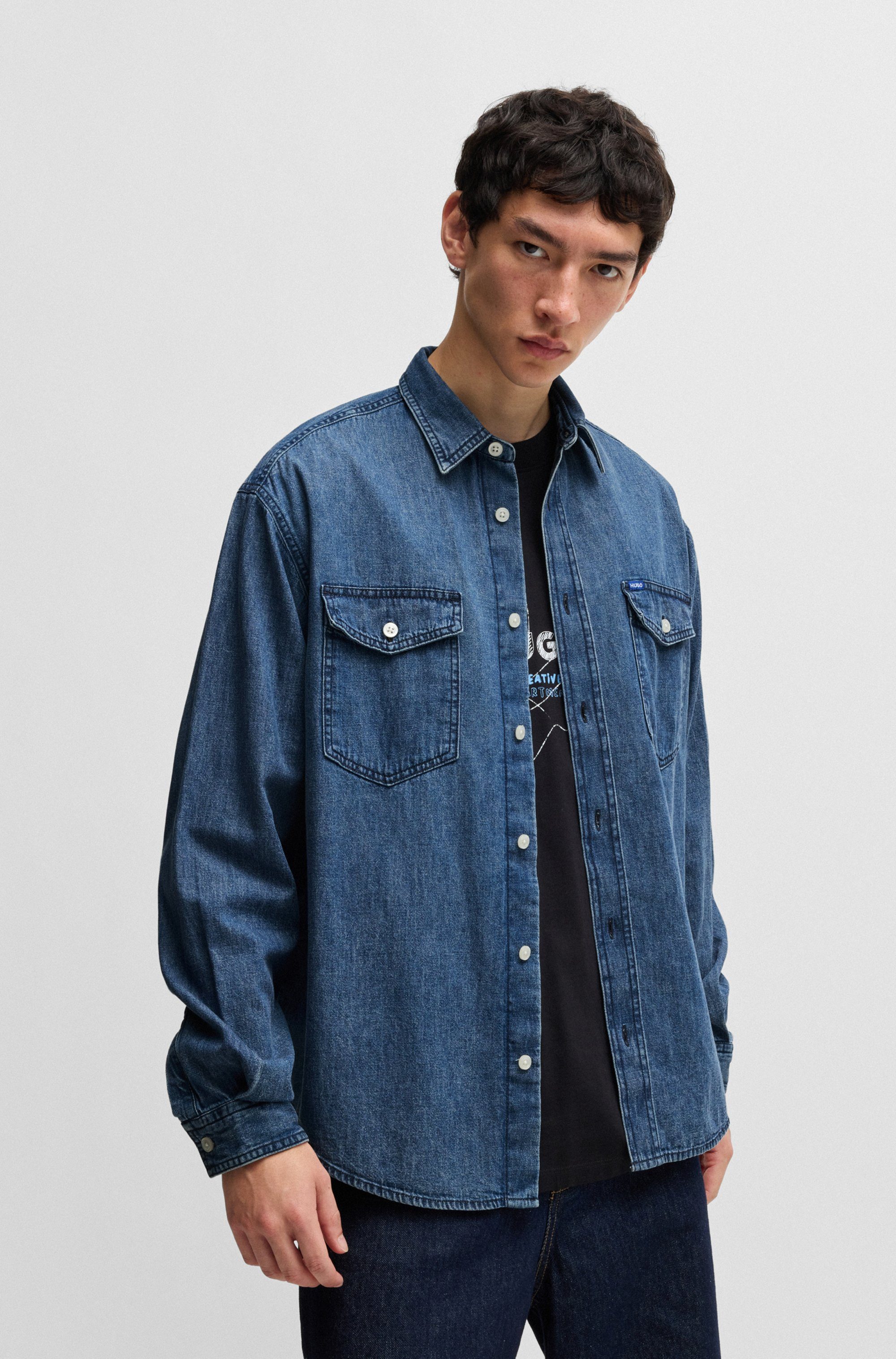 HUGO Blue Jeanshemd Ebino in cooler günstig online kaufen