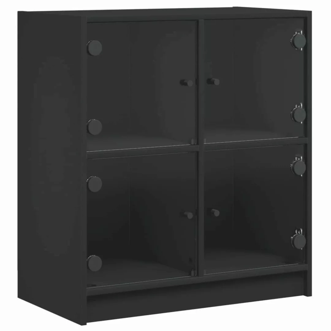 vidaXL Beistellschrank Beistellschrank mit Glastüren Schwarz günstig online kaufen