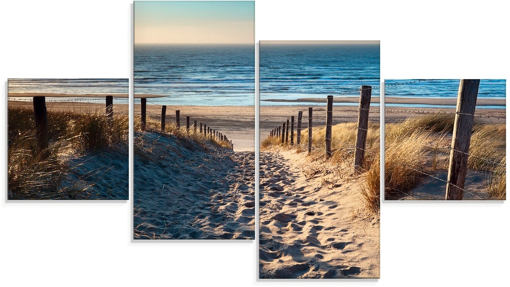 Artland Glasbild "Weg zum Nordseestrand Sonnenuntergang", Strand, (4 St.), günstig online kaufen