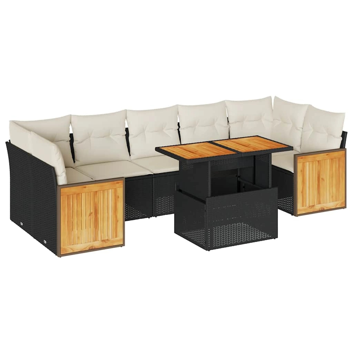vidaXL 8-Tlg Garten-Sofagarnitur mit Kissen Schwarz Poly Rattan 3327682 günstig online kaufen