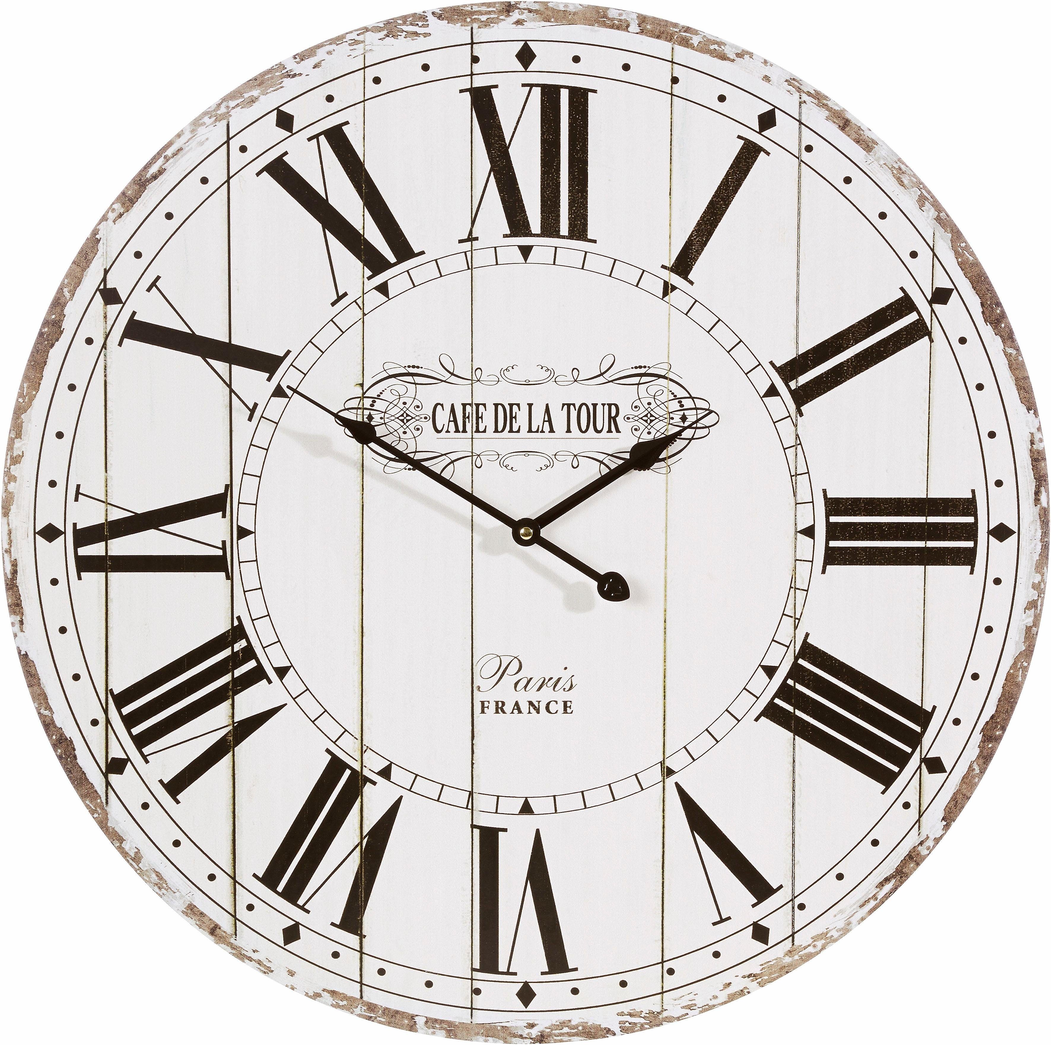 Home affaire Wanduhr ""Cafe de la tour"", römische Ziffern, rund, Ø 60 cm, günstig online kaufen