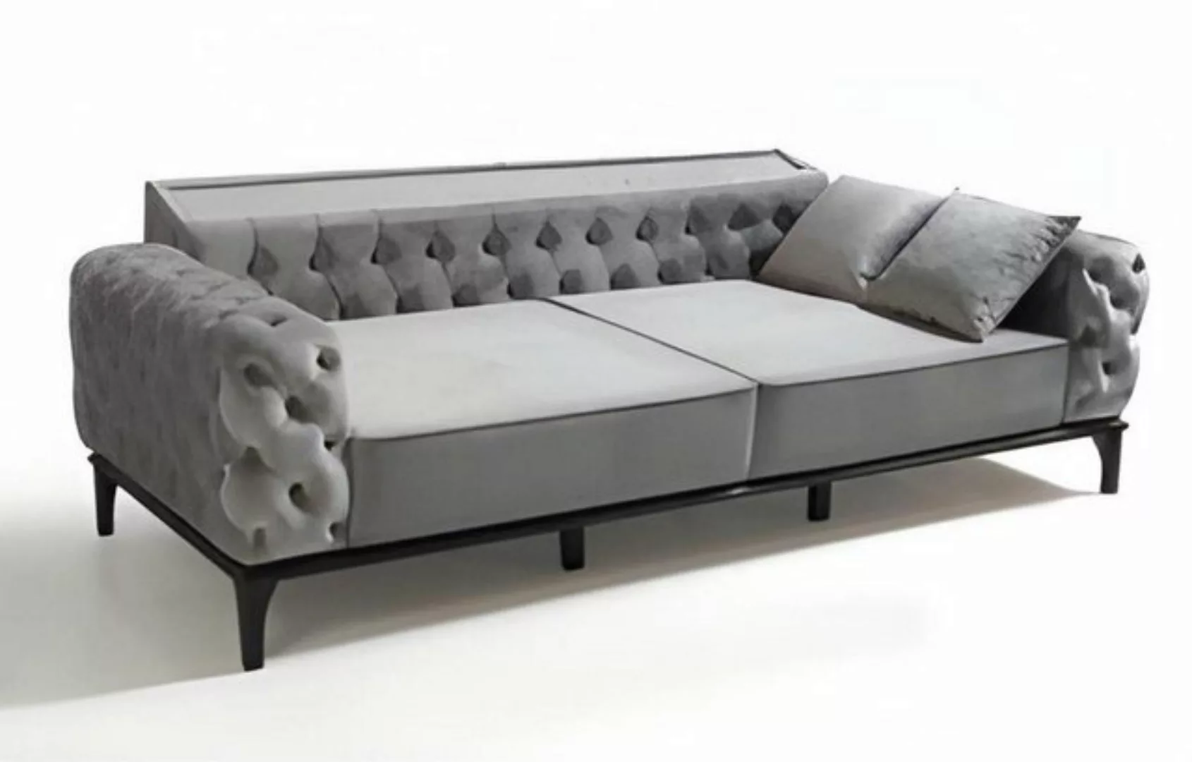 Xlmoebel Sofa Moderne 3-Sitzer Stoff-Couch in Grau im Chesterfield-Stil, He günstig online kaufen