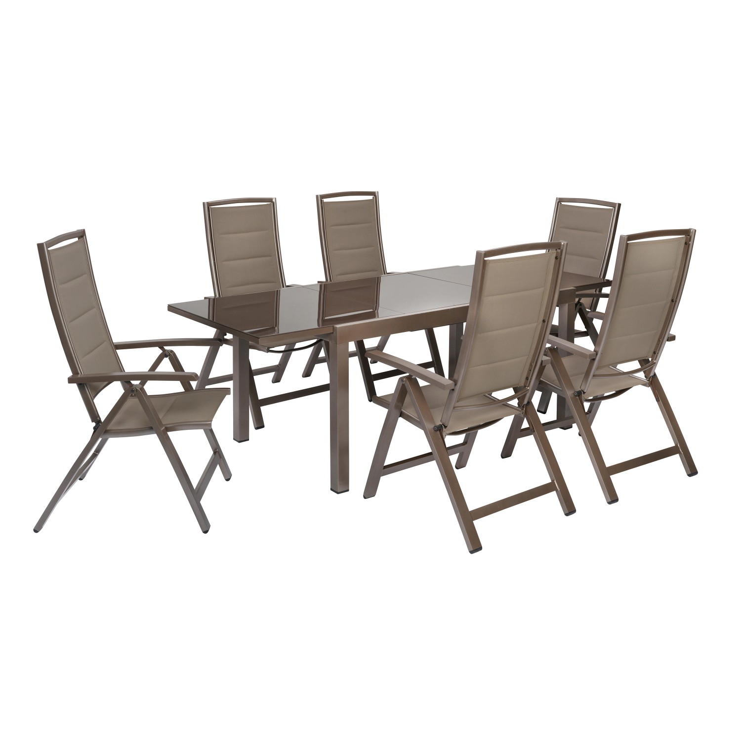Merxx Tinetto Set 7-tlg. 6 Klappsessel Gartentisch Ausziehbar 150 (220) x 9 günstig online kaufen