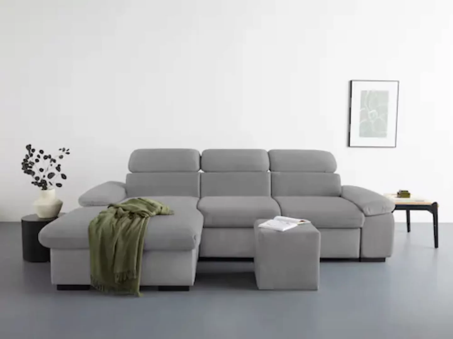 COTTA Ecksofa »Lola L-Form«, (Set, mit Hocker), mit Hocker & Kopfteilfunkti günstig online kaufen