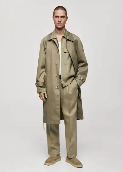 Baumwoll-Trenchcoat mit Gürtel günstig online kaufen