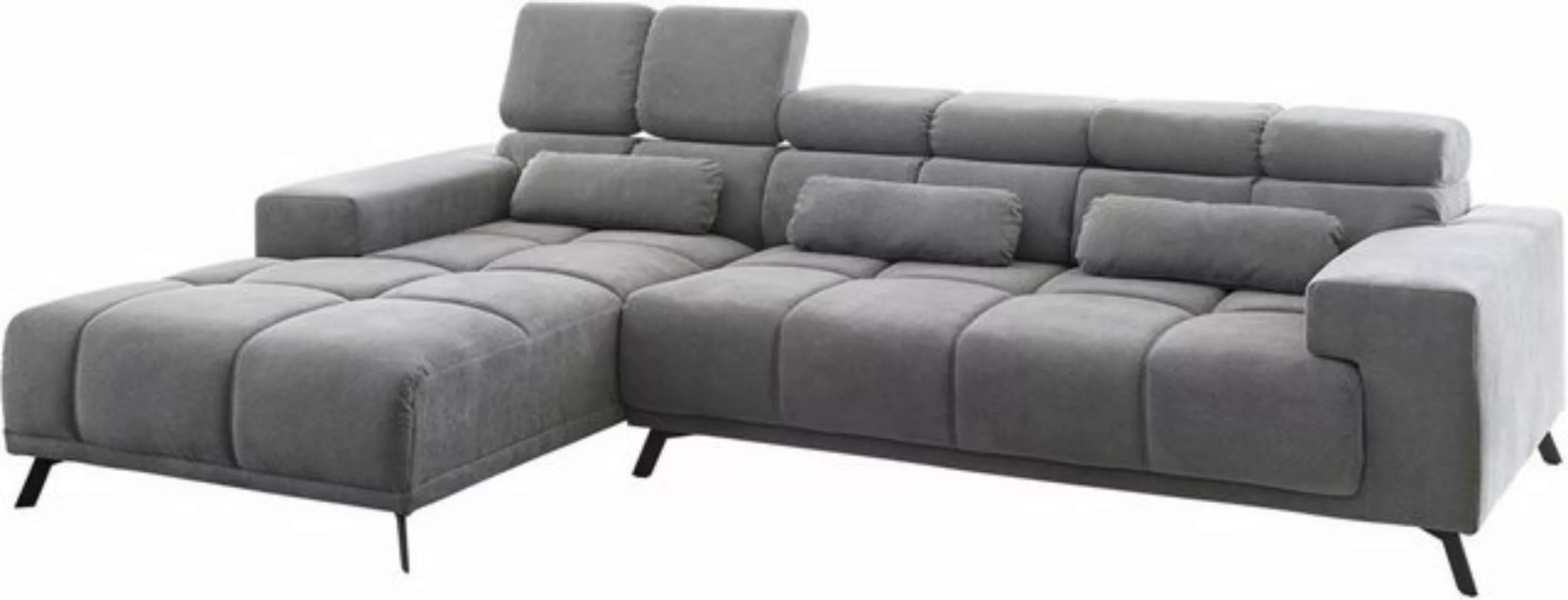 DELIFE Ecksofa Ordino, Mikrofaser Grau 285x200 Ottomane links Relaxfunktion günstig online kaufen