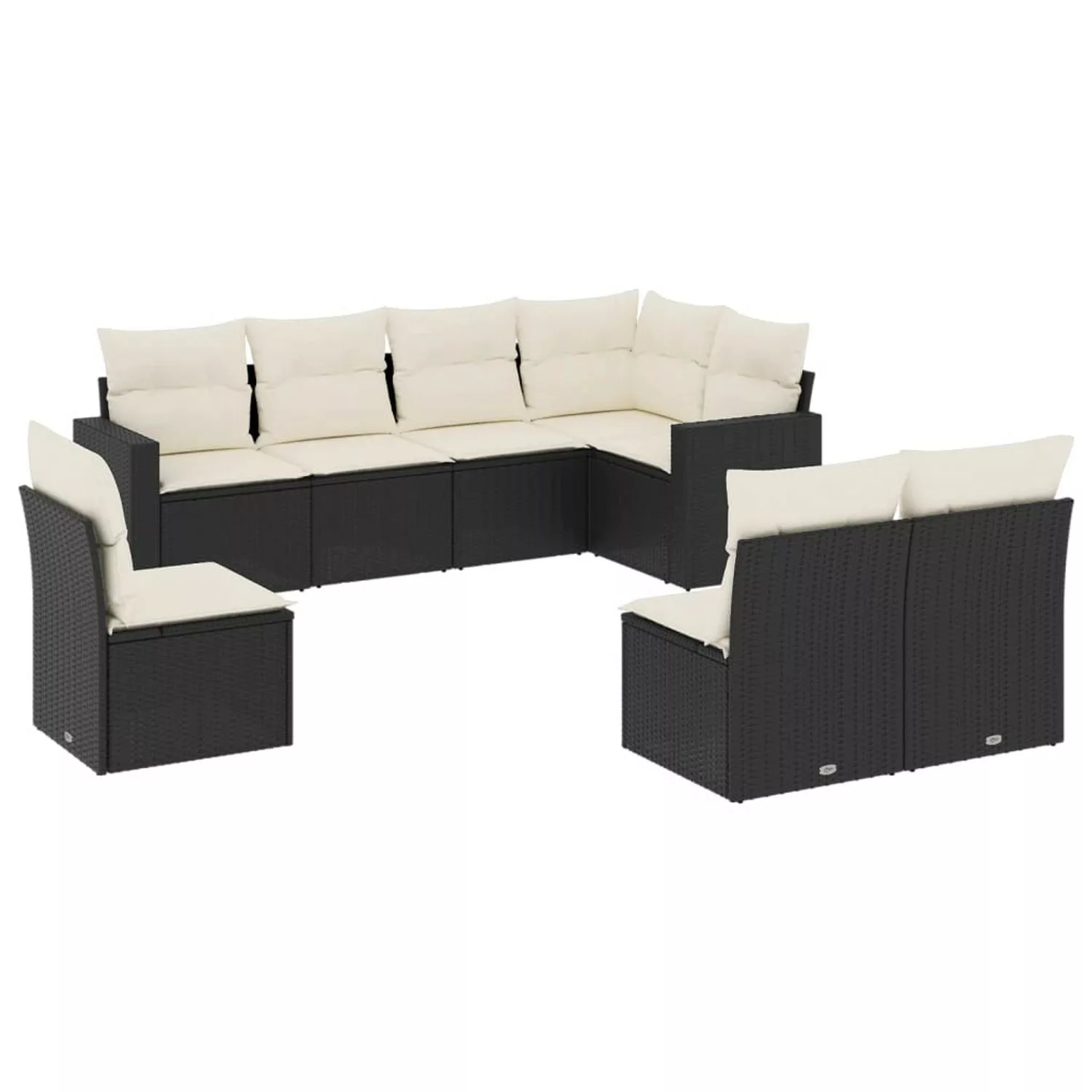 vidaXL 8-tlg Garten-Sofagarnitur mit Kissen Schwarz Poly Rattan Modell 20 günstig online kaufen