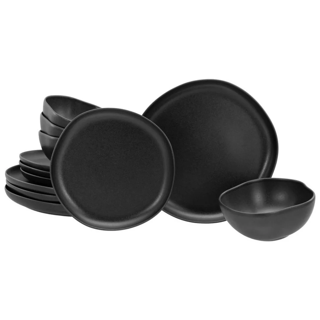 CreaTable Tafelservice Natura Organic schwarz Steinzeug 12 tlg. günstig online kaufen