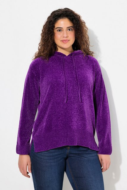 Ulla Popken Wollpullover Chenille-Hoodie Kapuze Kordel Langarm günstig online kaufen