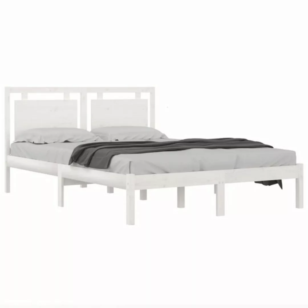 vidaXL Bettgestell Massivholzbett Weiß 200x200 cm Bett Bettgestell Doppelbe günstig online kaufen