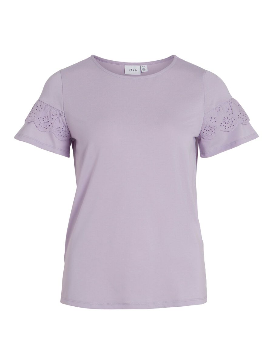VILA Besticktes T-shirt Damen Violett günstig online kaufen