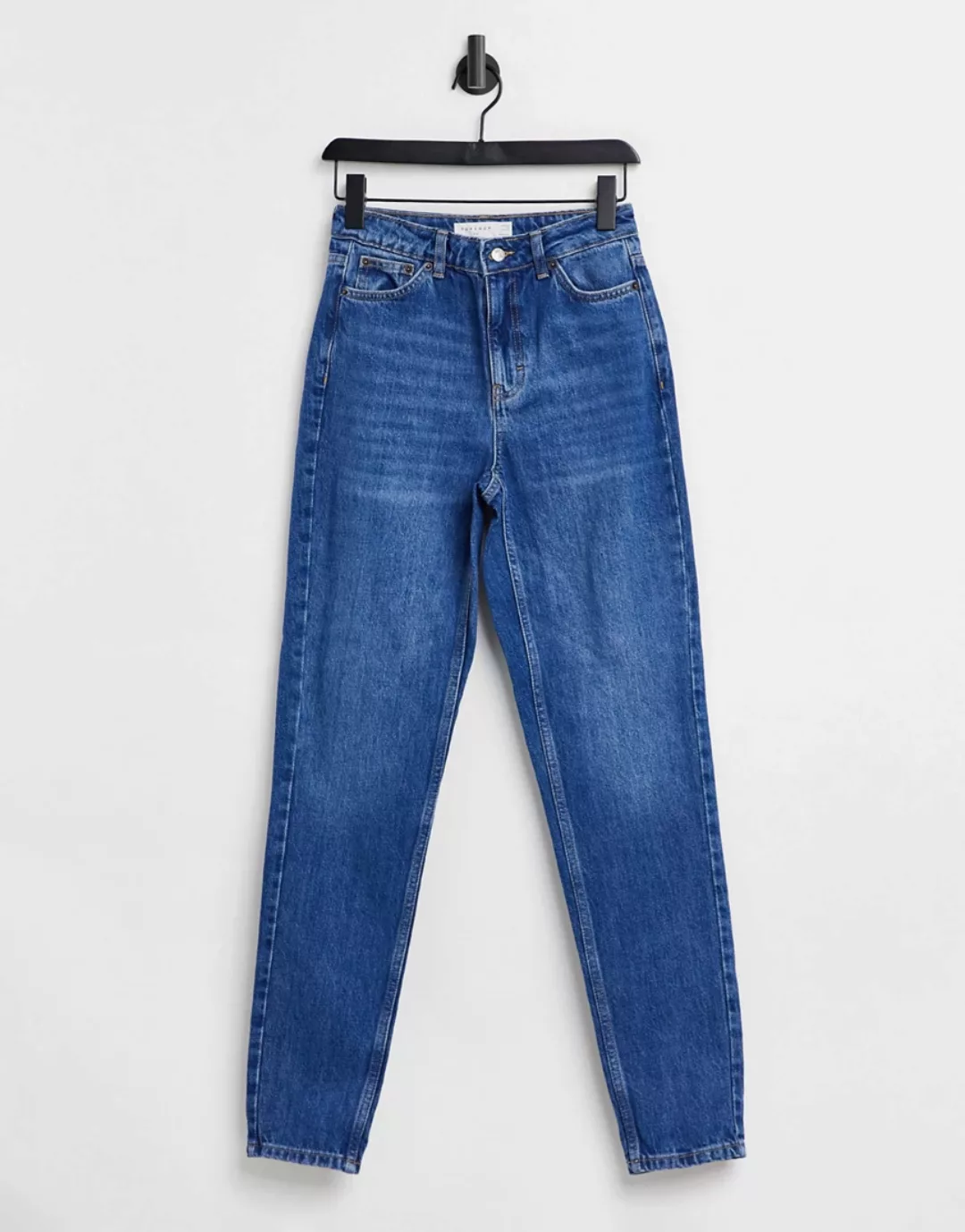 Topshop – Schmal zulaufende Mom-Jeans in Indigoblau günstig online kaufen