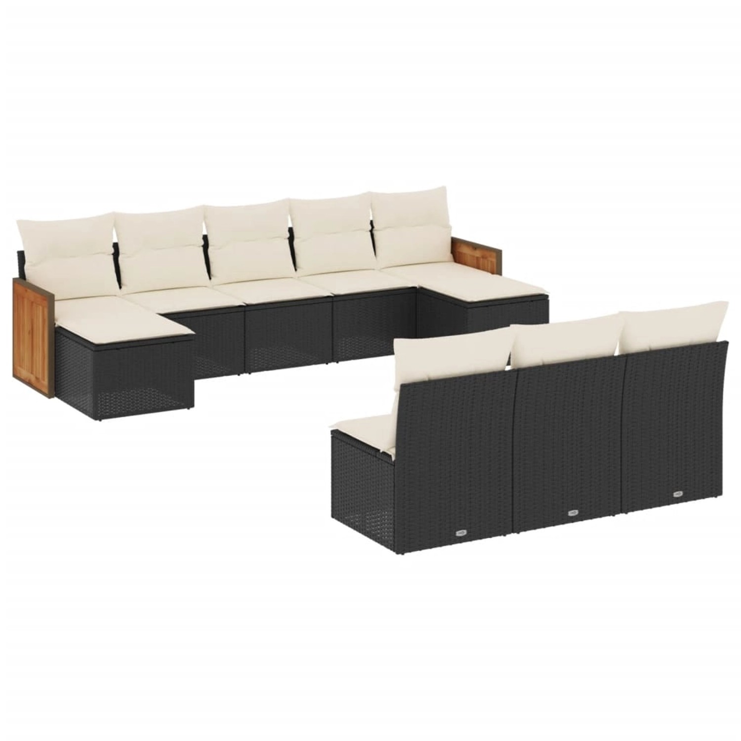 vidaXL 10-Tlg Garten-Sofagarnitur mit Kissen Schwarz Poly Rattan 3228065 günstig online kaufen