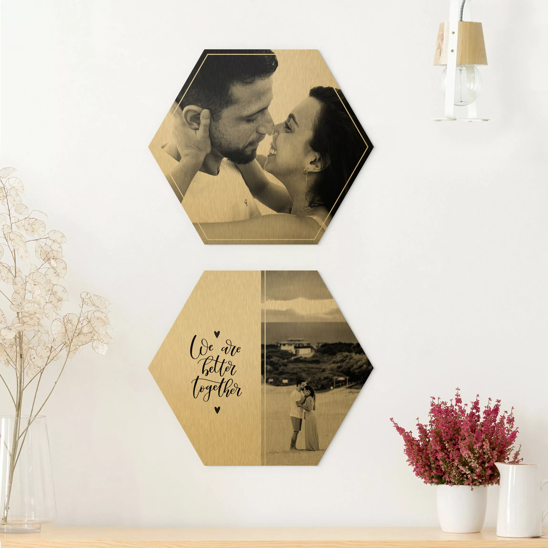 Hexagon Bild Alu-Dibond Designer 2-teiliges Hexagon Bild Alu-Dibond gebürst günstig online kaufen