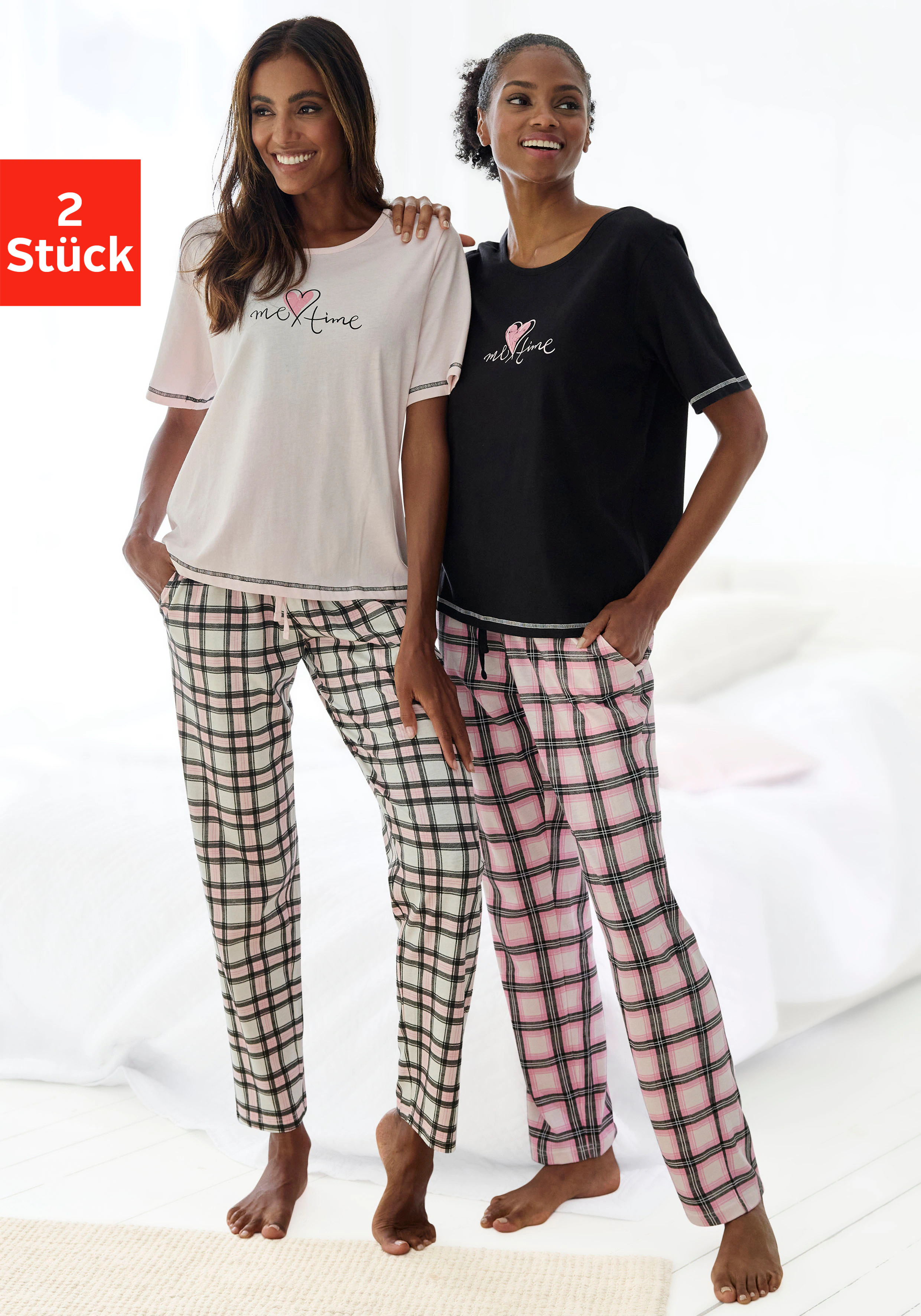Vivance Dreams Pyjama, (Packung, 4 tlg., 2 Stück), im Doppelpack mit Karomu günstig online kaufen