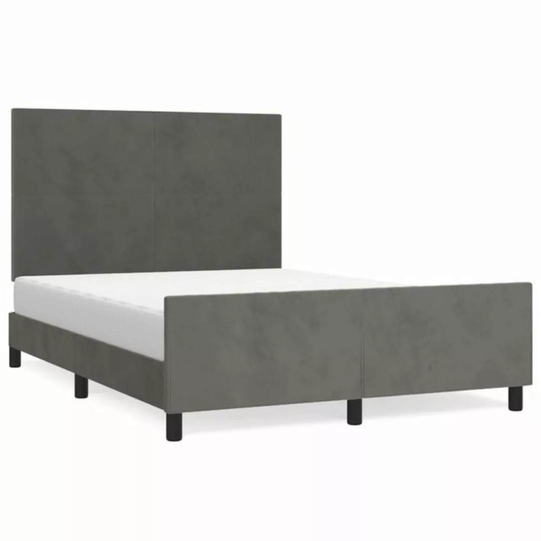 furnicato Bett Bettgestell mit Kopfteil Dunkelgrau 140x190 cm Samt günstig online kaufen