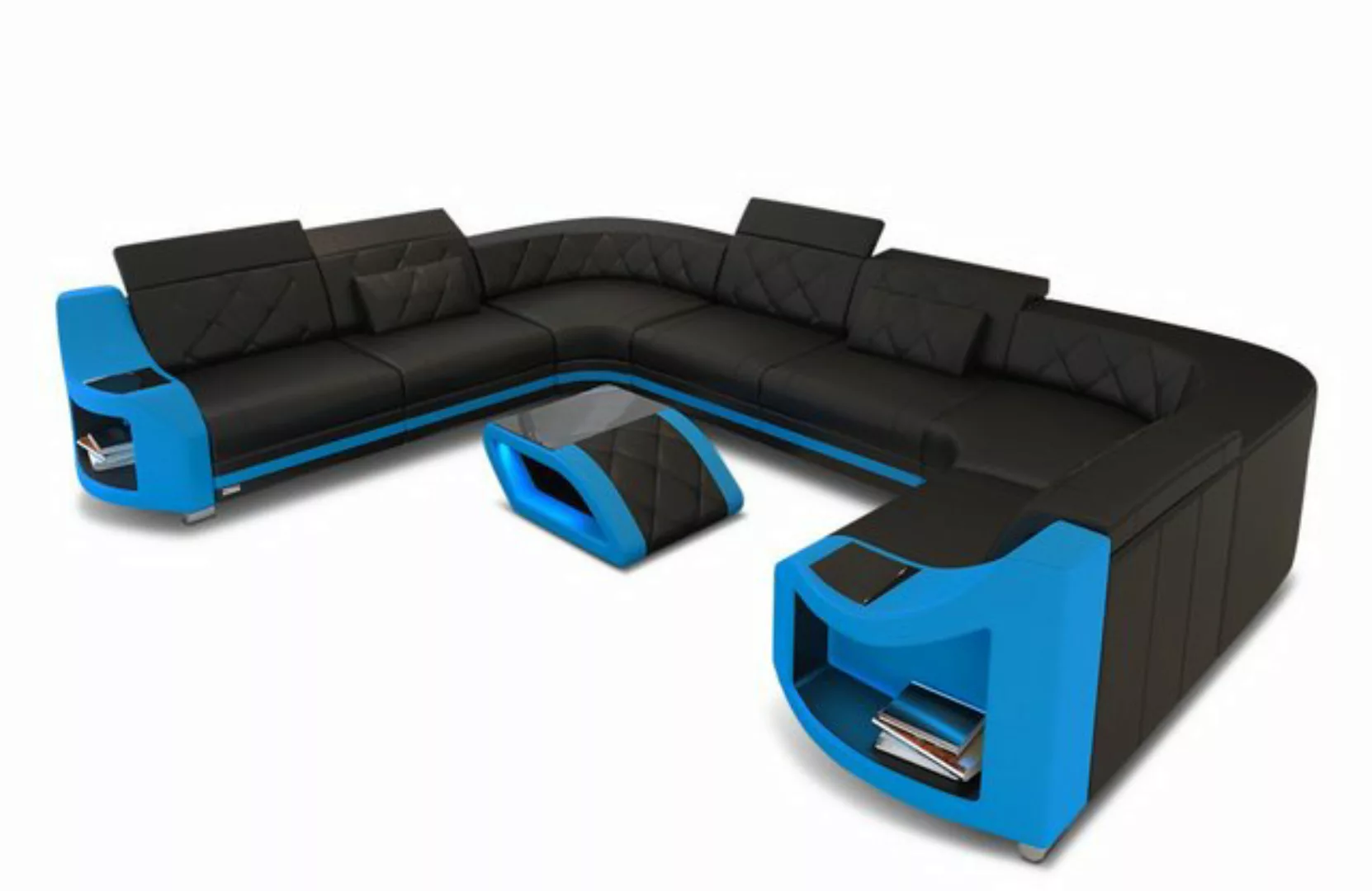 Sofa Dreams Wohnlandschaft Ledercouch Sofa Leder Genua U Form Ledersofa, Co günstig online kaufen