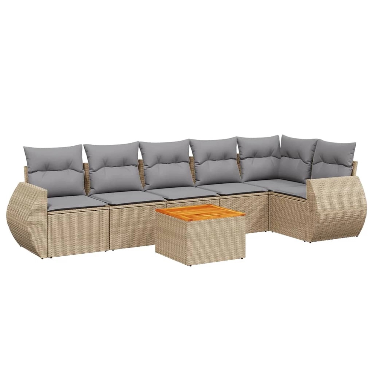 vidaXL 7-Tlg Garten-Sofagarnitur mit Kissen Beige Poly Rattan 3225016 günstig online kaufen