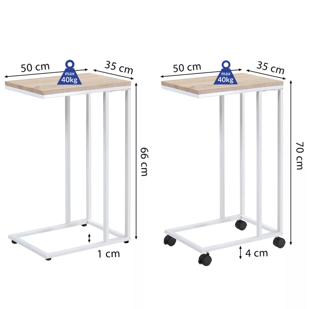 Beistelltisch Weiß 50x35x65/70cm mit Rollen günstig online kaufen