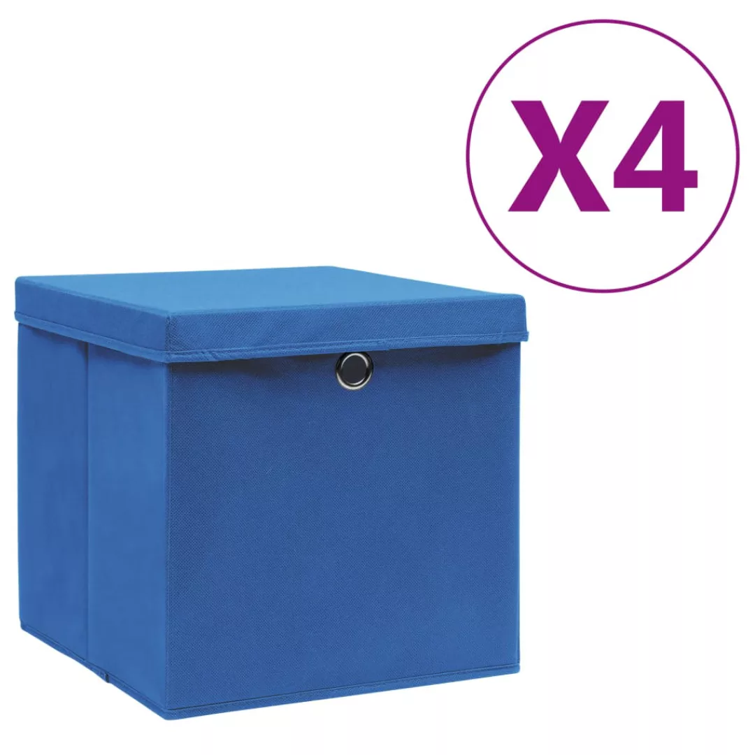 Aufbewahrungsboxen Mit Deckeln 4 Stk. 28x28x28 Cm Blau günstig online kaufen