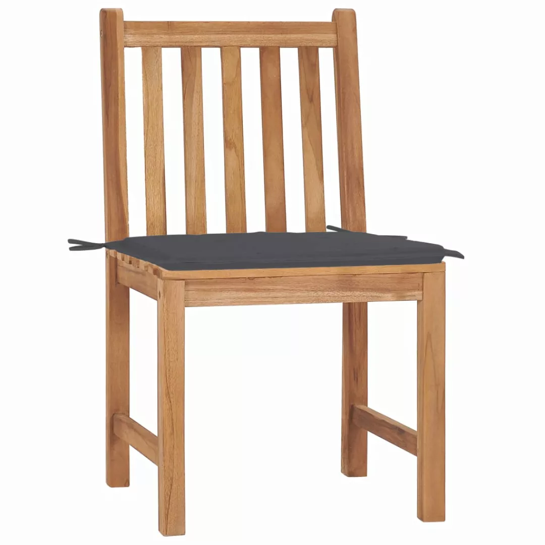 Gartenstühle 2 Stk. Mit Kissen Massivholz Teak günstig online kaufen